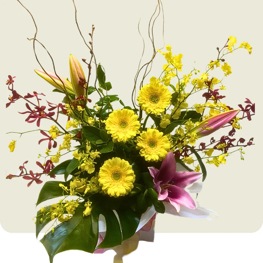 pop of colour flower arrangement