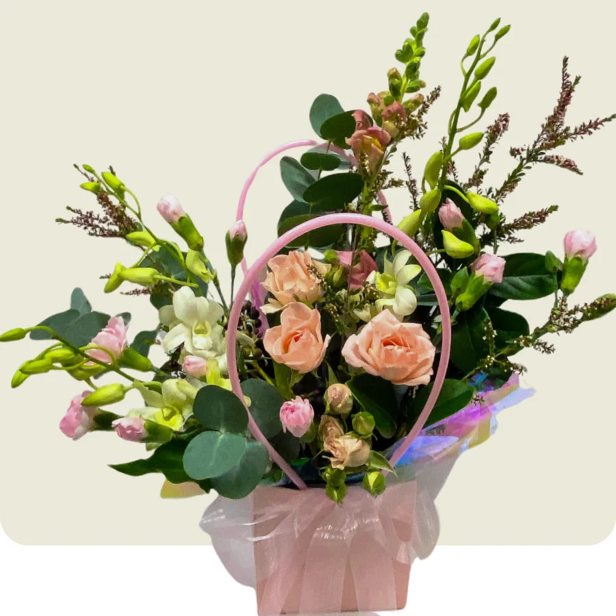 flower arrangement in a bag