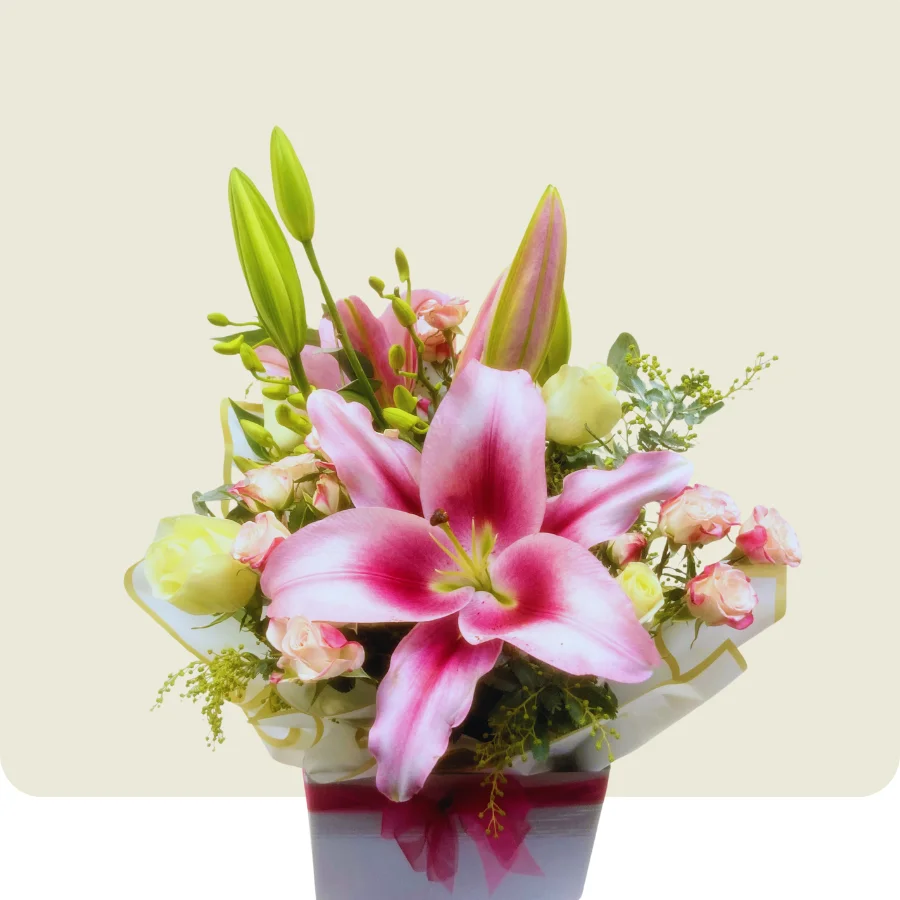 prosperity flowers arrangement in a box